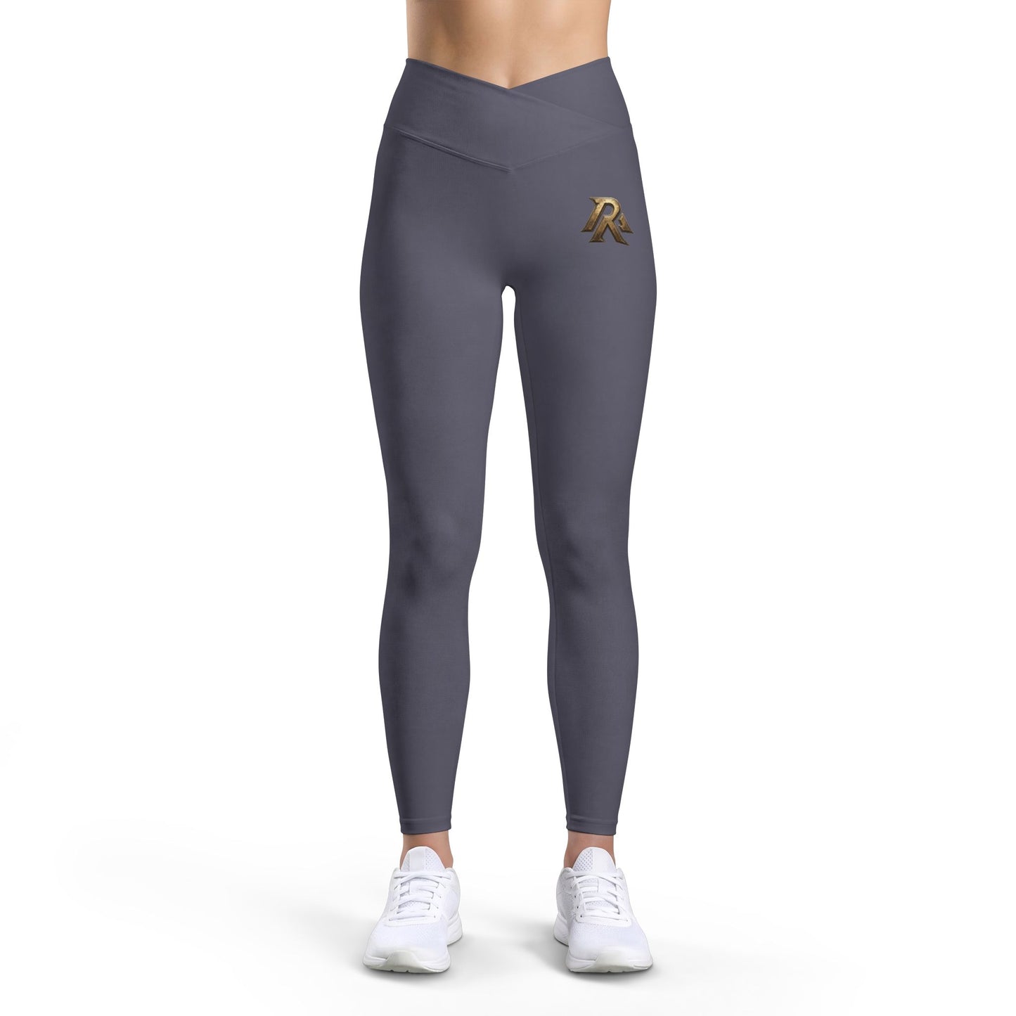 Women’s Luxe Leggings — Black High-Waist with Gold RA Monogram