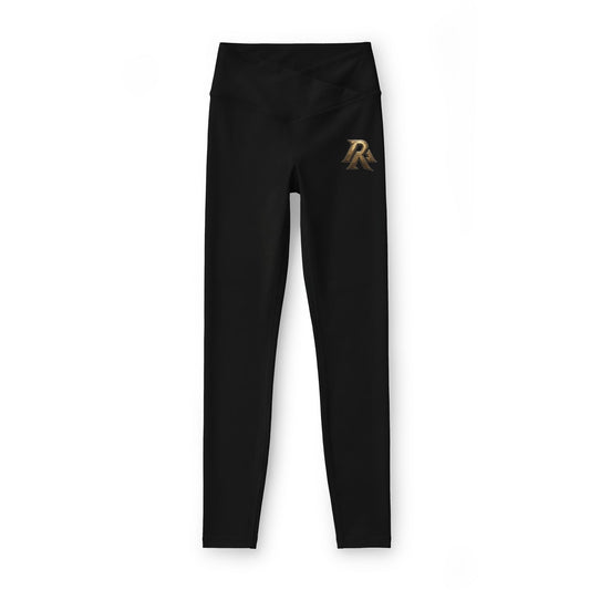 Women’s Luxe Leggings — Black High-Waist with Gold RA Monogram