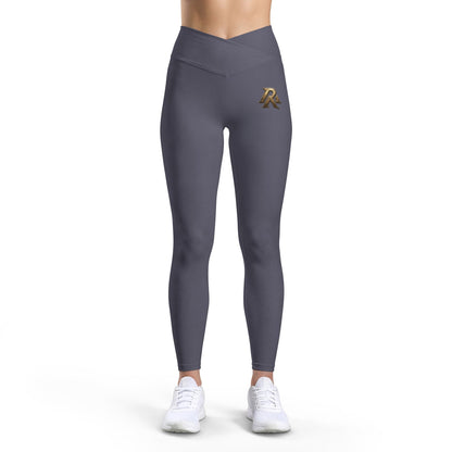 Women’s Luxe Leggings — Black High-Waist with Gold RA Monogram