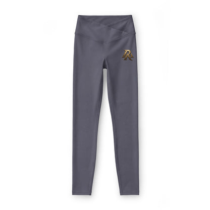Women’s Luxe Leggings — Black High-Waist with Gold RA Monogram